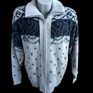 Vintage Men's Medium Zip-Up Sweater Jacket London Fog 1980's Acrylic Nordic USA